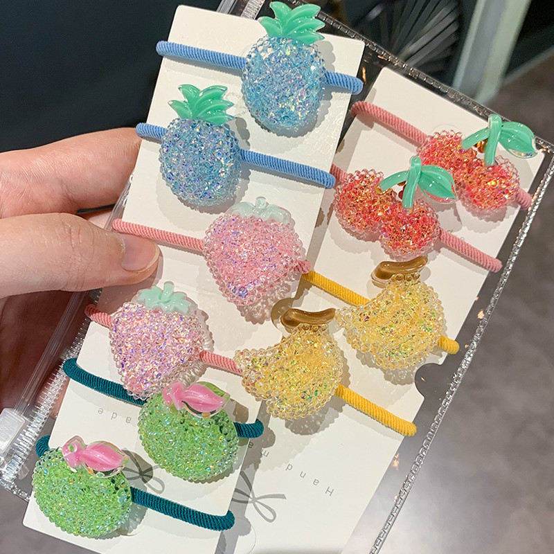 10 ks/lot kórejské detské ovocné módne elastické gumičky sladké dievča princezná čelenka vlasové doplnky ozdoby