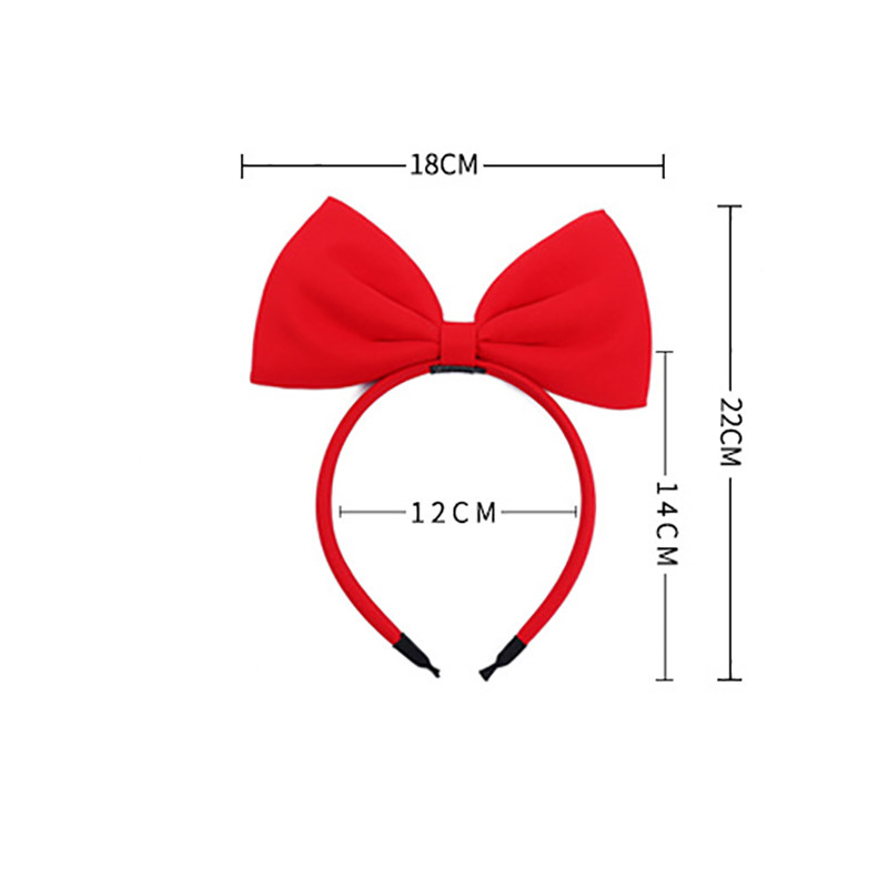 Oaoleer traka za kosu s crvenom mašnom Dječji dodaci za kosu Djevojčice Jednobojna traka za kosu s velikom mašnom od tkanine Mrežasta crvena gumica za kosu