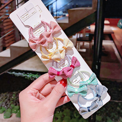 10 bucăți/set fete noi, drăguț, carouri, dungi, benzi de păr cu fundă mică, bentiță dulce pentru copii, benzi de cauciuc, accesorii de păr la modă