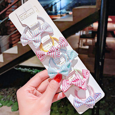 10 bucăți/set fete noi, drăguț, carouri, dungi, benzi de păr cu fundă mică, bentiță dulce pentru copii, benzi de cauciuc, accesorii de păr la modă