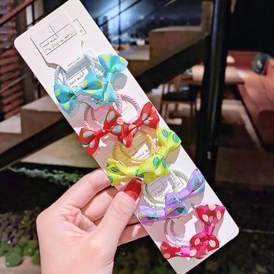 10 bucăți/set fete noi, drăguț, carouri, dungi, benzi de păr cu fundă mică, bentiță dulce pentru copii, benzi de cauciuc, accesorii de păr la modă