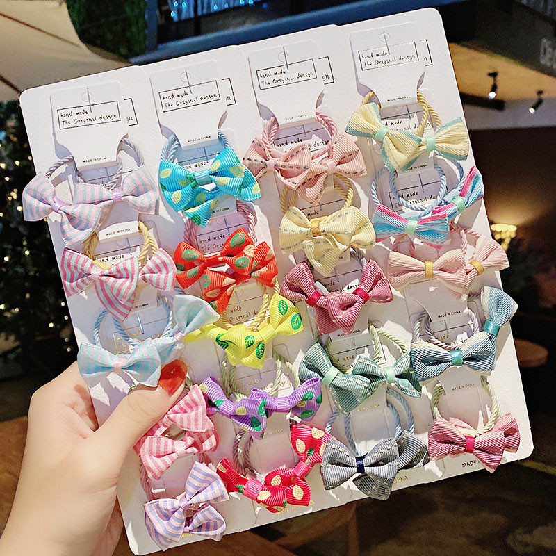 10 bucăți/set fete noi, drăguț, carouri, dungi, benzi de păr cu fundă mică, bentiță dulce pentru copii, benzi de cauciuc, accesorii de păr la modă