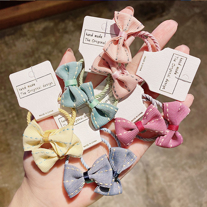 10 bucăți/set fete noi, drăguț, carouri, dungi, benzi de păr cu fundă mică, bentiță dulce pentru copii, benzi de cauciuc, accesorii de păr la modă