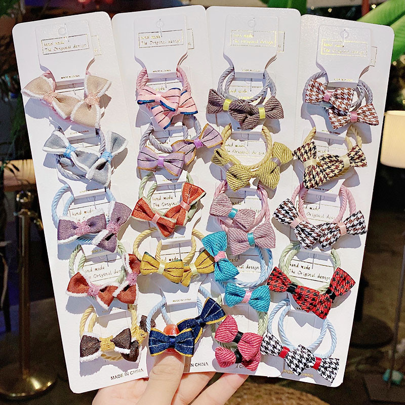 10 bucăți/set fete noi, drăguț, carouri, dungi, benzi de păr cu fundă mică, bentiță dulce pentru copii, benzi de cauciuc, accesorii de păr la modă