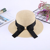 Nauja 2019 m. vasaros kepurė nuo saulės, moteriška šiaudinė skrybėlė su lankeliu