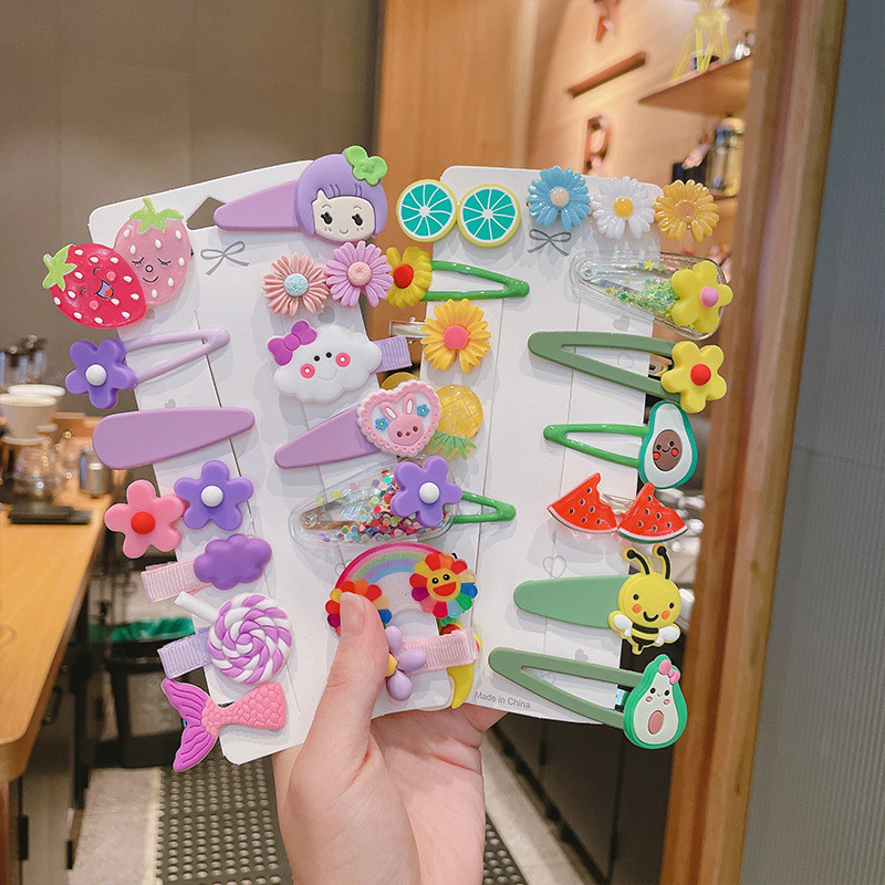 14kom/komplet dječje kopče za kosu slatka crtana kopča u obliku duginih boja, ukras za glavu slomljena ukosnica, kopča za kosu s dječjim šiškama, dodaci za kosu