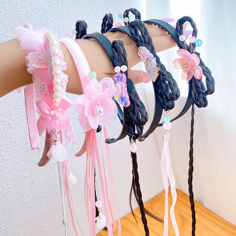 Vintage perika, plastične trake za kosu za djevojčice, obruč za kosu, traka za glavu, dječji drevni Hanfu Cosplay dodaci za kosu Pokrivalo