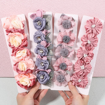 5 τμχ/Σετ Κορίτσια σιφόν χειροποίητα λουλούδια με κλιπ μαλλιών για παιδιά Princess Rose φουρκέτες για υφασμάτινα αξεσουάρ κεφαλής Χονδρική