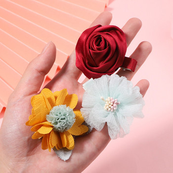5 τμχ/Σετ Κορίτσια σιφόν χειροποίητα λουλούδια με κλιπ μαλλιών για παιδιά Princess Rose φουρκέτες για υφασμάτινα αξεσουάρ κεφαλής Χονδρική