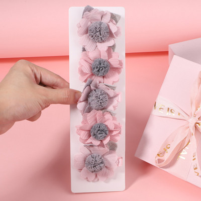 5 bucăți/set fete șifon flori lucrate manual cu agrafe de păr pentru copii prințesă trandafir agrafe pentru pânză accesorii cap cu ridicata