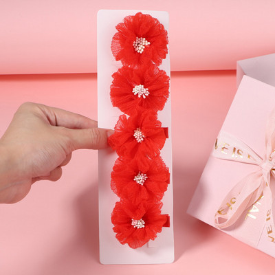 5 bucăți/set fete șifon flori lucrate manual cu agrafe de păr pentru copii prințesă trandafir agrafe pentru pânză accesorii cap cu ridicata