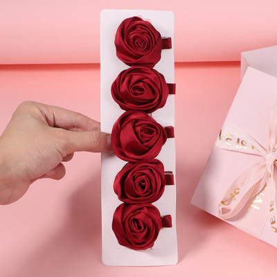 5 bucăți/set fete șifon flori lucrate manual cu agrafe de păr pentru copii prințesă trandafir agrafe pentru pânză accesorii cap cu ridicata