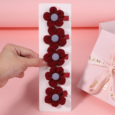 5 bucăți/set fete șifon flori lucrate manual cu agrafe de păr pentru copii prințesă trandafir agrafe pentru pânză accesorii cap cu ridicata