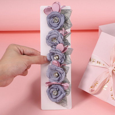 5 bucăți/set fete șifon flori lucrate manual cu agrafe de păr pentru copii prințesă trandafir agrafe pentru pânză accesorii cap cu ridicata