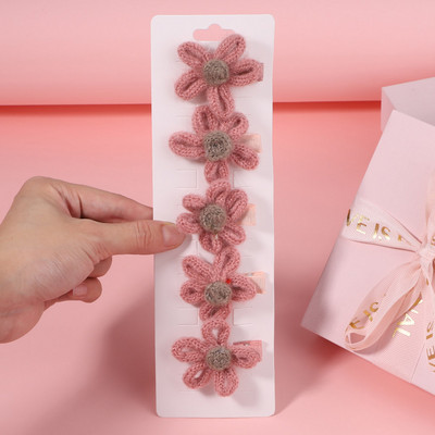 5 bucăți/set fete șifon flori lucrate manual cu agrafe de păr pentru copii prințesă trandafir agrafe pentru pânză accesorii cap cu ridicata