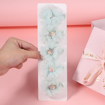 5 bucăți/set fete șifon flori lucrate manual cu agrafe de păr pentru copii prințesă trandafir agrafe pentru pânză accesorii cap cu ridicata