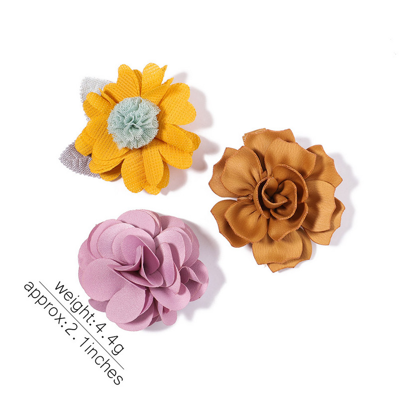 5 bucăți/set fete șifon flori lucrate manual cu agrafe de păr pentru copii prințesă trandafir agrafe pentru pânză accesorii cap cu ridicata