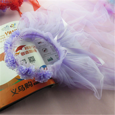 Veo trake za glavu od pređe za djecu Djevojčice Princess Crown Mašna čvor Cvjetne trake za kosu Dječji dodaci za kosu Korejski ručni veleprodaja