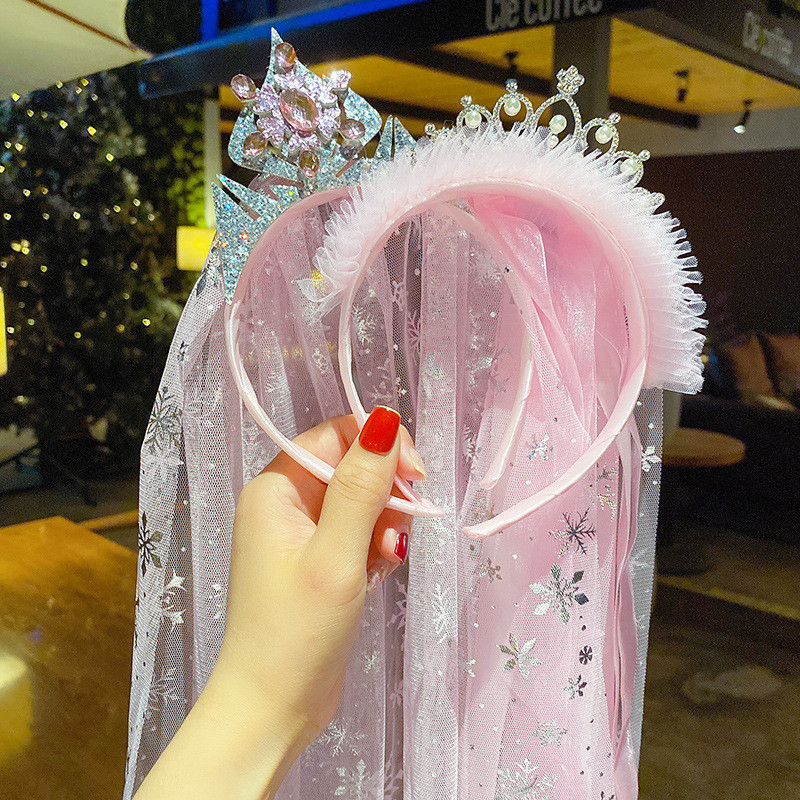 Veo trake za glavu od pređe za djecu Djevojčice Princess Crown Mašna čvor Cvjetne trake za kosu Dječji dodaci za kosu Korejski ručni veleprodaja