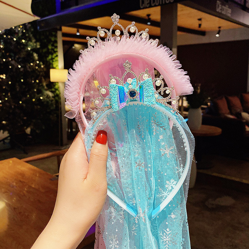 Veo trake za glavu od pređe za djecu Djevojčice Princess Crown Mašna čvor Cvjetne trake za kosu Dječji dodaci za kosu Korejski ručni veleprodaja