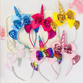 Nova slatka svjetlucava mašna Mačje uši Jednorog traka za kosu za djevojke Party Festival Ukrasite kosu Traka za glavu Dječji ljupki dodaci za kosu