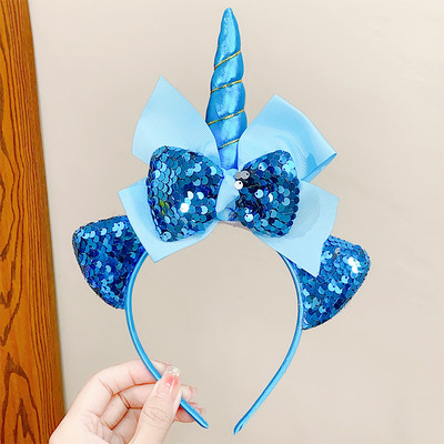 Nova slatka svjetlucava mašna Mačje uši Jednorog traka za kosu za djevojke Party Festival Ukrasite kosu Traka za glavu Dječji ljupki dodaci za kosu