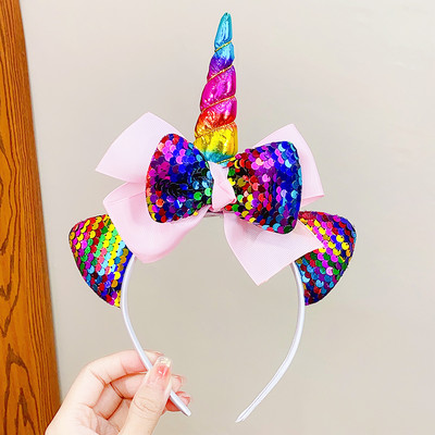 Nova slatka svjetlucava mašna Mačje uši Jednorog traka za kosu za djevojke Party Festival Ukrasite kosu Traka za glavu Dječji ljupki dodaci za kosu