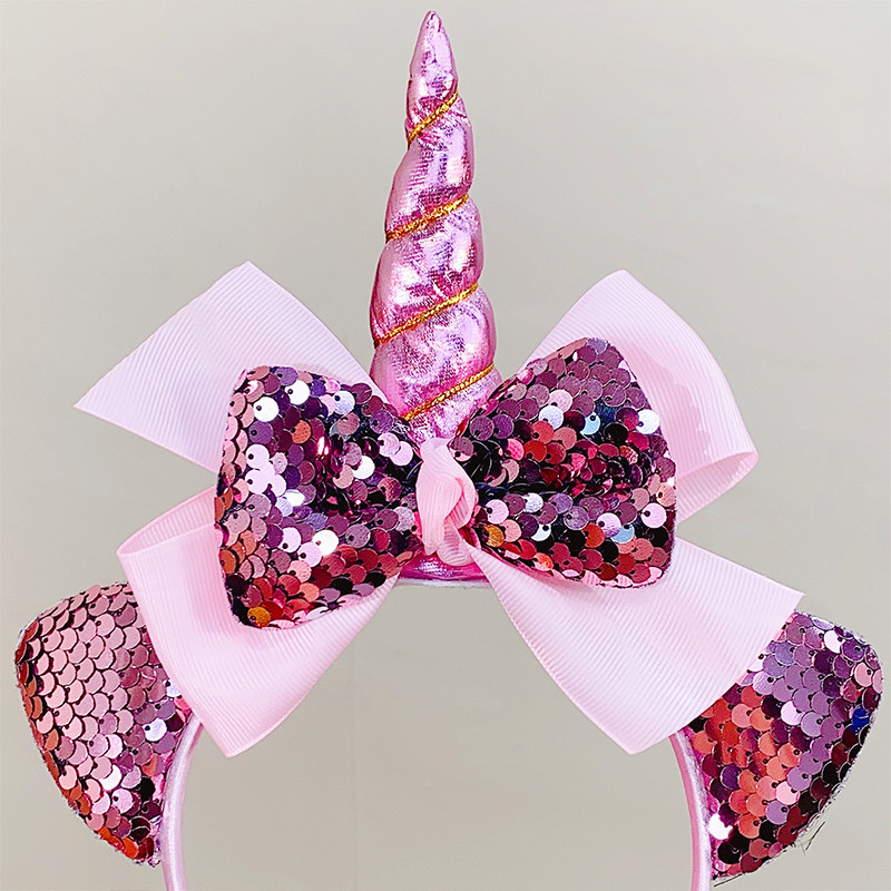 Nova slatka svjetlucava mašna Mačje uši Jednorog traka za kosu za djevojke Party Festival Ukrasite kosu Traka za glavu Dječji ljupki dodaci za kosu