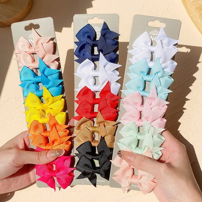 10 gab./komplektā Solid Grosgrain Ribbon Bowknot matu sprādzes jaukām meitenēm Mini bantes Matadatas Barrettes Galvassegas Bērnu matu aksesuāri