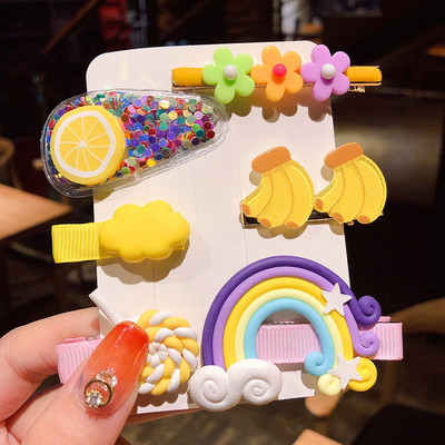 1 set noi fete drăguțe desene animate flori fructe geometrice agrafe de păr dulce agrafe bentiță pentru copii accesorii de păr la modă