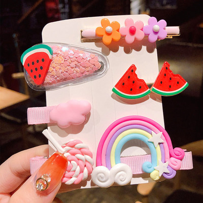 1 set noi fete drăguțe desene animate flori fructe geometrice agrafe de păr dulce agrafe bentiță pentru copii accesorii de păr la modă