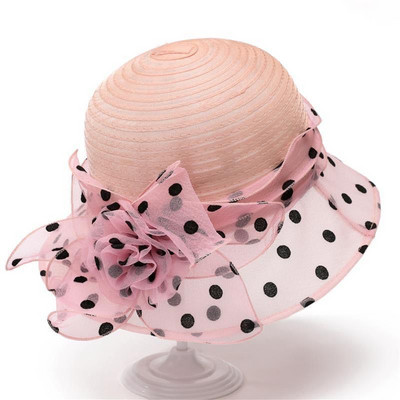 Nova modna elegantna cvjetna organza točkasta crkvena kapa za 2022. za žene, sklopivi šešir za vjenčanje, ljetna kapa za zaštitu od sunca za plažu