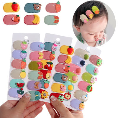 Jauna meitene Cute Barrettes augļu ziedi saldas matadatas Baby BB Clip Galvassegas Matu Aksesuāri Bērni Karikatūras ornaments Dāvana