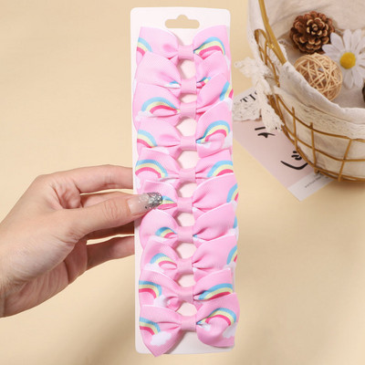 10 gab./komplekts 2,1 collu vienradzis varavīksnes apdruka loki matu sprādzes bērniem meitenēm multfilmu dizaina matadatas Galvassegas modes matu aksesuāri