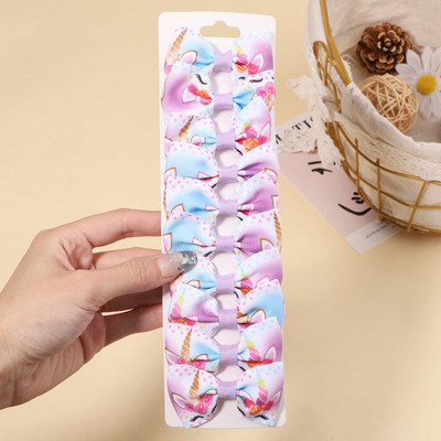 10 gab./komplekts 2,1 collu vienradzis varavīksnes apdruka loki matu sprādzes bērniem meitenēm multfilmu dizaina matadatas Galvassegas modes matu aksesuāri