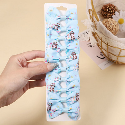 10 gab./komplekts 2,1 collu vienradzis varavīksnes apdruka loki matu sprādzes bērniem meitenēm multfilmu dizaina matadatas Galvassegas modes matu aksesuāri