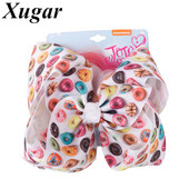 7" Jojo Siwa velike mašne za kosu s otisnutim krafnama za djevojčice Vrpca Flamingo kopča za kosu s velikim čvorom Dječji dodaci za kosu