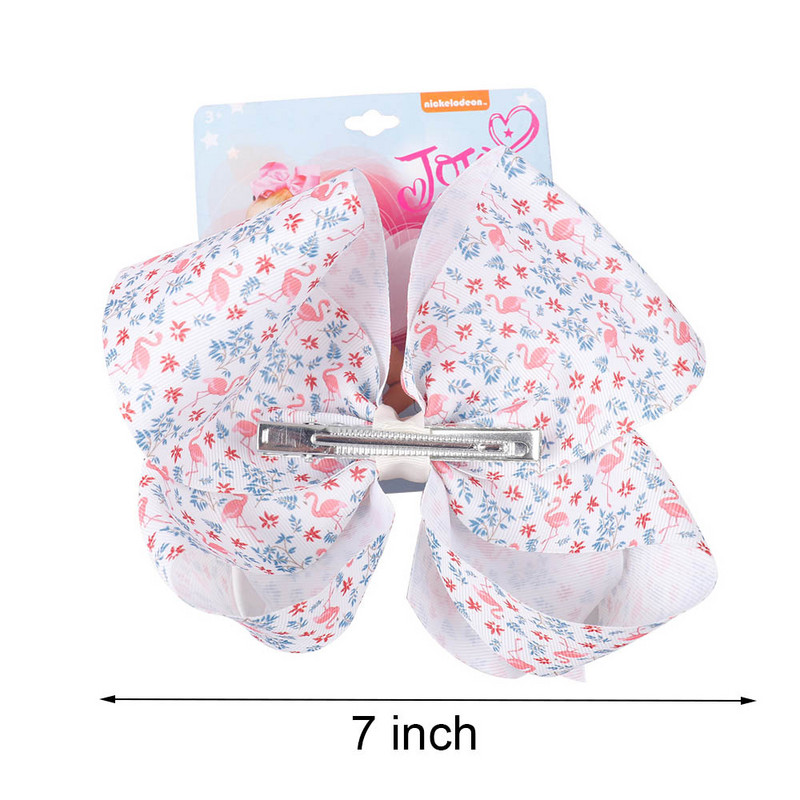 7" Jojo Siwa velike mašne za kosu s otisnutim krafnama za djevojčice Vrpca Flamingo kopča za kosu s velikim čvorom Dječji dodaci za kosu