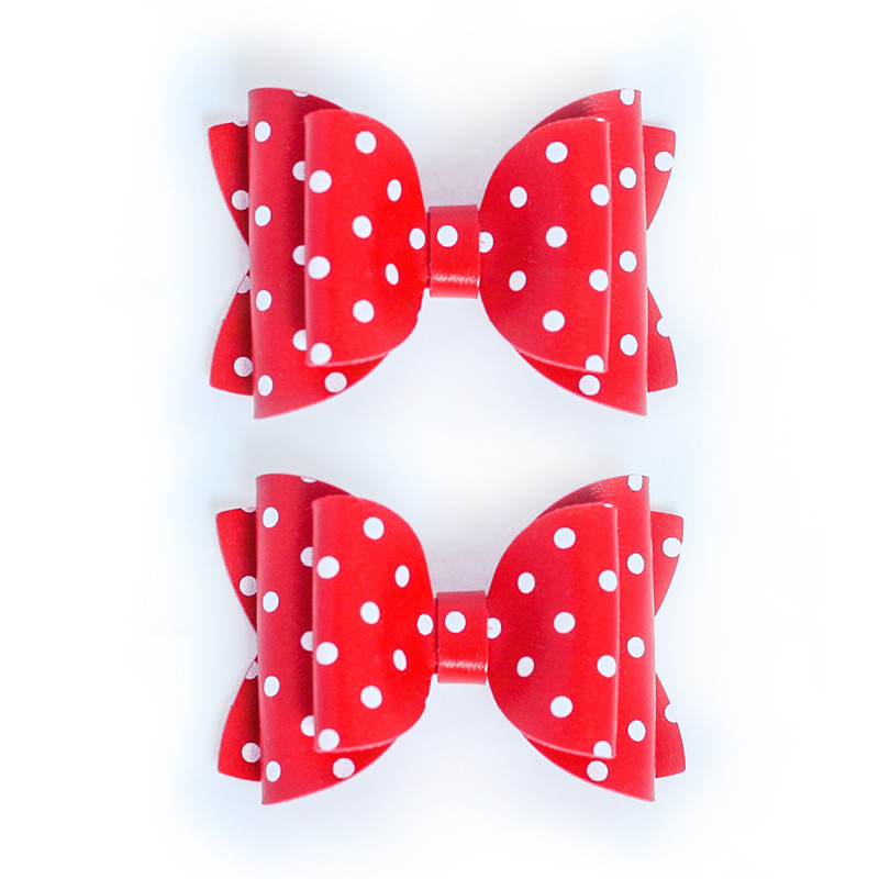 2 DB aranyos színű klasszikus bőr Wave Point butik haj masni Clipek Kawaii fejfedő kiegészítők hajcsat vagy klip nélküli kiegészítő