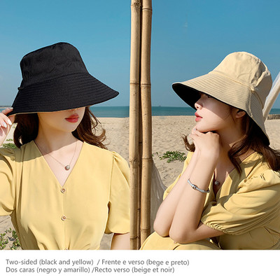 Pălărie cu găleată pe două fețe, pentru femei, pălărie cu găleată Panama, bărbați, femei, șapcă, pălării de pescar, șapcă de vară, culoare solidă, pescuit la soare