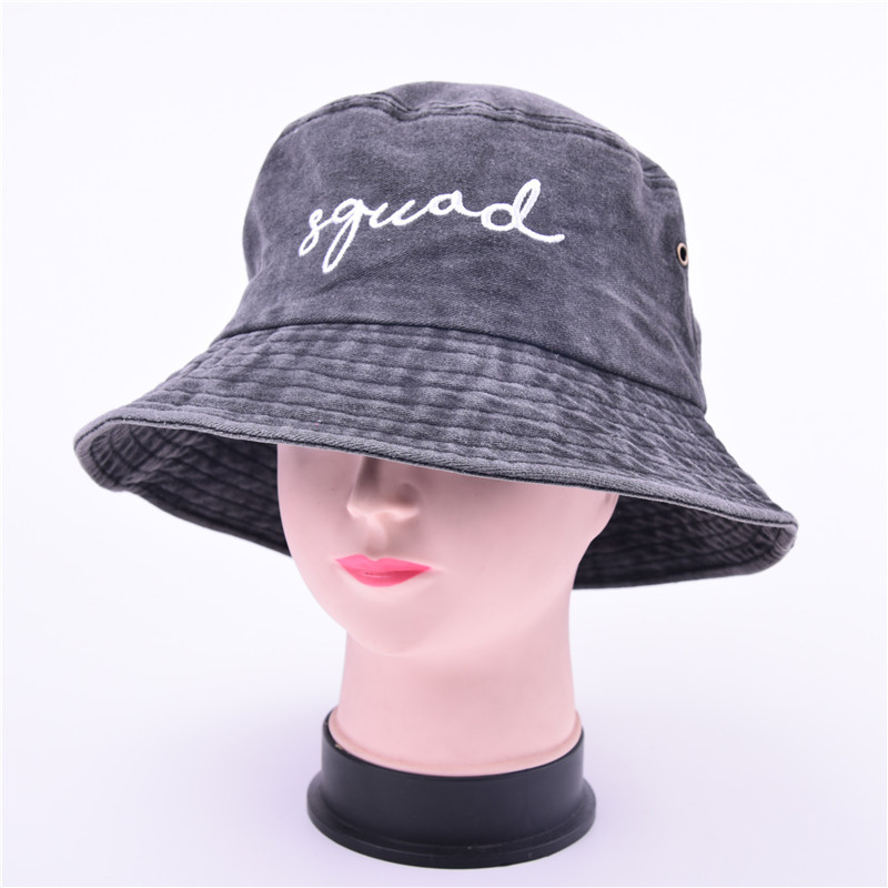 Jauna ar izšūtu burtu līgavas kausa cepure salokāma mazgāta materiāla Zvejnieka cepures sievietēm āra sauļošanās Panamas vāciņš