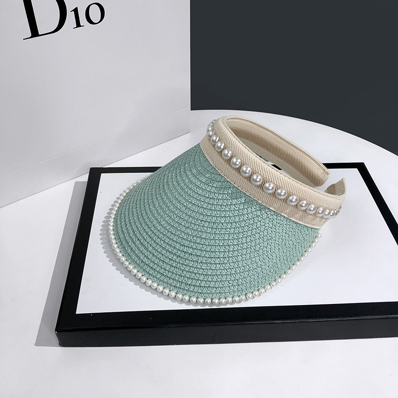 Ljeto Žene Ležerni Biserni šešir sa šiltom za sunce Prazan šešir za plažu Ženske prirodne slamnate kape u toplesu Šešir sa šiltom za sunce za plažu Prazan šešir