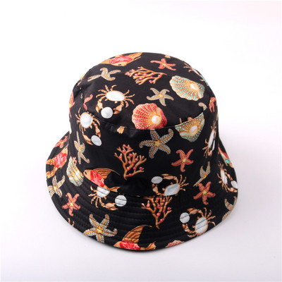 Pălărie cu găleată de vară 2021, cu imprimeu, pălărie de pescar pliabilă pentru femeie, plajă moale, șapcă de soare pentru pescar, bărbat, modă, pălărie cu găleată Panama Soild