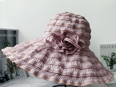 HT1676 2018. novi modni ženski šešir u korejskom stilu s cvijećem koji se može pakirati, veliki šešir sa širokim obodom, anti-UV podesivi ženski šešir za sunčanje na plažu