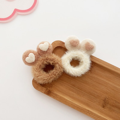 2kom Crtane mačje uši Zeko Elastične trake za kosu Držač za kosu u repu za djevojčice Kava Tople boje Cvjetne ukosnice Guma za kosu od umjetnog krzna