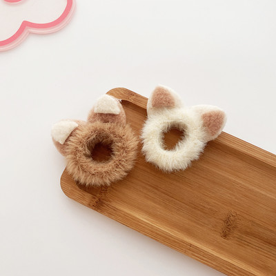 2kom Crtane mačje uši Zeko Elastične trake za kosu Držač za kosu u repu za djevojčice Kava Tople boje Cvjetne ukosnice Guma za kosu od umjetnog krzna