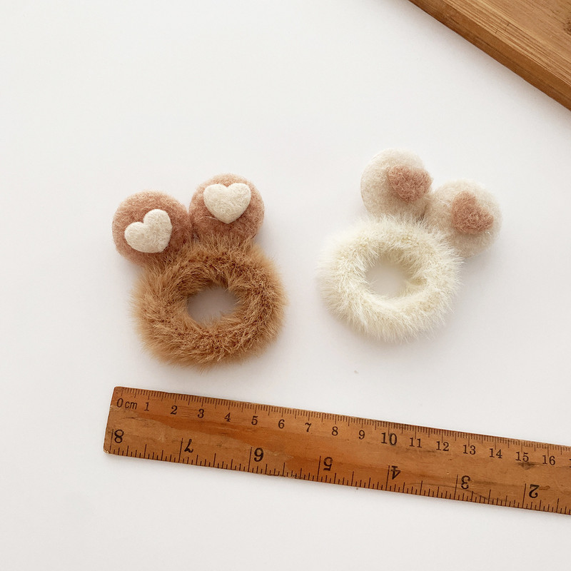 2kom Crtane mačje uši Zeko Elastične trake za kosu Držač za kosu u repu za djevojčice Kava Tople boje Cvjetne ukosnice Guma za kosu od umjetnog krzna