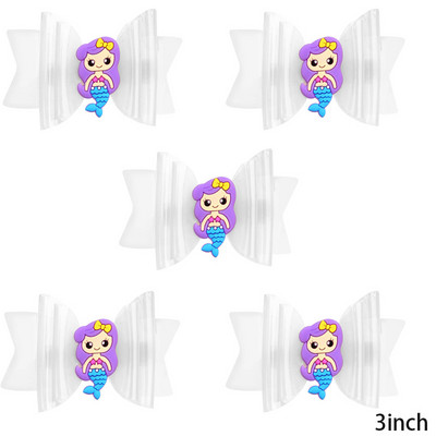 5 vnt. Neperšlampami želė plaukų lankeliai su spaustukais Mieli mergaičių plaukų segtukai, vaikiški blizgantys mazgai, baseino galvos apdangalų priedai