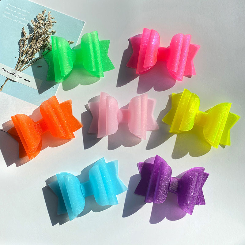 5 vnt. Neperšlampami želė plaukų lankeliai su spaustukais Mieli mergaičių plaukų segtukai, vaikiški blizgantys mazgai, baseino galvos apdangalų priedai