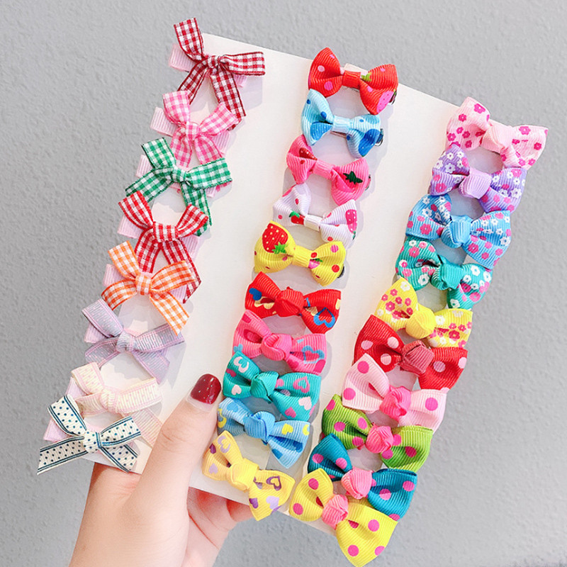 10 TK Trükitud vibu Lastele Barrettes Armsad Tüdrukud Mood Juukseklambrid Peakate Laste Juukseaksessuaarid Mini vibu Juuksenõelad